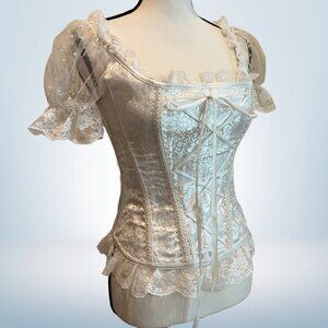 White Brocade Princess Renaissance Fair Corset Top Size M